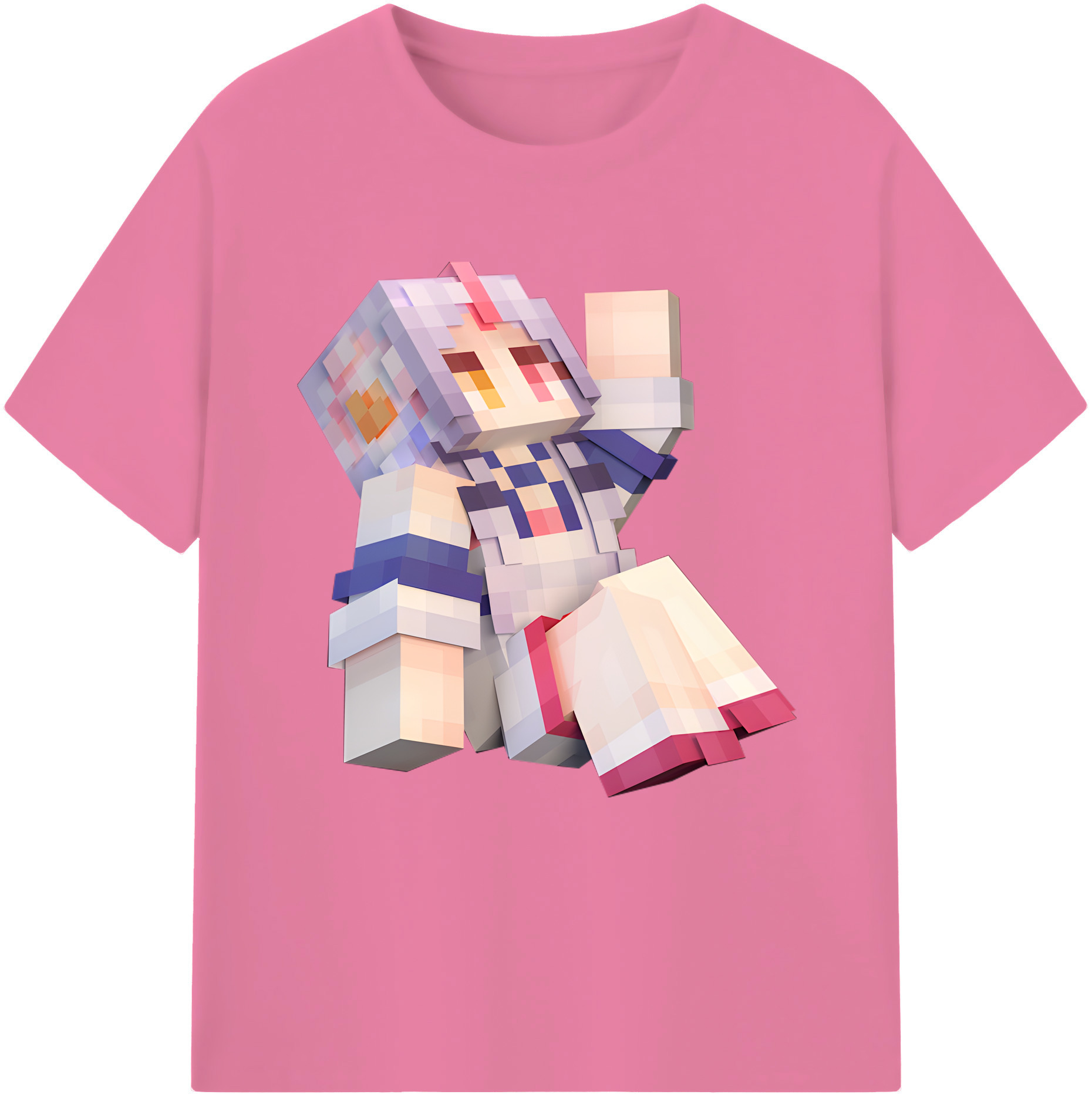 （画像用） マインクラフト ブロックの世界 Minecraft MC Block world 綿100％半袖Tシャツ（フロントプリント）